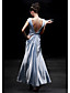  Sheath/ Column V-neck Tea-length Elastic Woven Satin Evening Dress