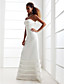  A-line Strapless Floor-length Satin Organza Wedding Dress