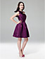  A-line One Shoulder Knee-length Satin Cocktail Dress