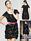  ts flor rodada vestido de manga curta gola