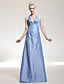  A-line Straps Floor-length Taffeta Evening Dress