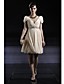  A-line V-neck Knee-length Tencel Satin Beaded Cocktail