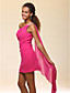  Sheath/Column One Shoulder Short/Mini Watteau Train Chiffon Cocktail Dress