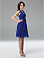  A-line Halter V-neck Knee-length Chiffon Bridesmaid Dress