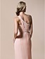  schede / kolom een ​​schouder vloer-length chiffon stretch satijnen avondjurk