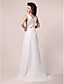  A-line V-neck Sweep/Brush Train Chiffon Mother of the Bride Dress With A Wrap