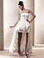  A-line Strapless Asymmetrical Satin Wedding Dress