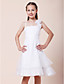  A-line Spaghetti Straps Knee-length Elastic Woven Satin Junior Bridesmaid Dress