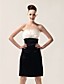  Sheath/ Column Strapless Knee-length Organza And Stretch Satin Cocktail Dress