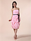  Sheath/Column Strapless Knee-length Chiffon Bridesmaid Dress With Cascading Ruffle