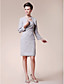 Sheath/ Column Strapless Knee-length Side-Draped Chiffon Mother of the Bride Dress With A Wrap