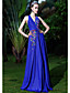  Opruiming! a-lijn / prinses v-hals vloer-lengte elastisch geweven satijn met beading 's avonds / prom dress