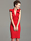  ts V-Ausschnitt Rüschen bodycon Kleid (2 Farben)