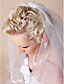  One-tier Waltz Wedding Veils With Lace Applique Edge
