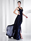  Sheath/ Column Straps Floor-length Chiffon Evening Dress With Split Front