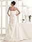  Charming A-line Strapless Sweep/ Brush Train Taffeta Wedding Dress