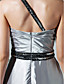  A-line One Shoulder Floor-length Stretch Satin Evening Dress
