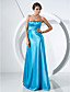  A-line Strapless Sweep/Brush Train Stretch Satin Evening Dress