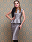  ts Vintage-Stil Silber peplum Etuikleid