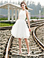  A-line Halter Knee-length Chiffon Wedding Dress