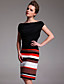  ts cappuccio collo colore blocco vestito a strisce bodycon (più colori)