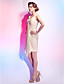  Sheath/ Column V-neck Chiffon Cocktail Dress With Side-Draping