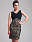  TS grasiøs farge-blokk blonder bodycon kjole