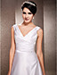  A-line V-neck Sweep/Brush Train Satin Wedding Dress