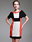  ts manga curta simplicidade verificada vestido bloco de cor
