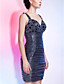 Sheath/Column Short/Mini Sequined Cocktail Dress With Straps
