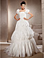 A-line Square Neck Sweep/Brush Train Taffeta Wedding Dress