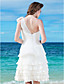  Sheath/Column One Shoulder Knee-length Chiffon Wedding Dress