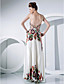  A-line V-neck Floor-length Charmeuse And Tulle Evening Dress
