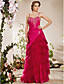  A-line Spaghetti Straps  Floor-length Taffeta  Tulle Evening Dress