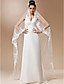  à un seul niveau avec un voile de tulle chapelle applique