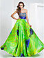  A-line Sweetheart Floor-length Printing Stretch Satin Evening Dress