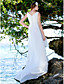  Sheath/Column V-neck  Sweep / Brush Train Satin  Chiffon Wedding Dress