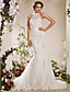  Trumpet/Mermaid High Neck Court Train Lace Tulle Wedding Dress