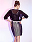  Sheath/Column V-neck Short/Mini Stretch Satin And Tulle Cocktail Dress With A Wrap