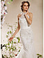  Trumpet/Mermaid High Neck Court Train Lace Tulle Wedding Dress