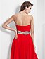  A-line Strapless Floor-length Chiffon Evening Dress