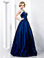  A-line Halter Floor-length Taffeta Evening Dress