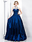  A-line Halter Floor-length Taffeta Evening Dress