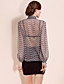  TS Lace Print Chiffon Bow Lantern Sleeve Blouse Shirt