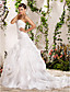  Ball Gown Strapless Court Train Organza Wedding Dress