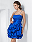  espaguete vestido de baile Correias curto / mini vestido de cocktail de tafetá com alças removíveis