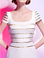  Sheath/ Column Square Knee-length Spandex Over Sequined Cocktail Dress