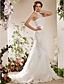  Trumpet/Mermaid High Neck Court Train Lace Tulle Wedding Dress