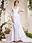  Trumpet/Mermaid V-neck Chapel Train Satin Lace Weeding Dress