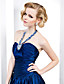  A-line Halter Floor-length Taffeta Evening Dress